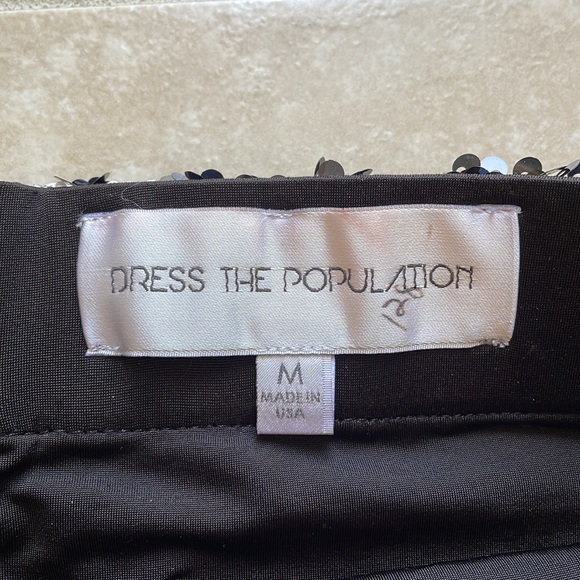 Dress the Population Black and white leopard sequin mini skirt - Picture 2 of 5